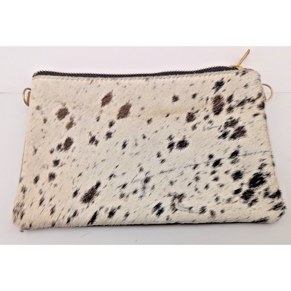 Cowhide Rug Leather Wristlet Clutch Wallet Double Side Clutch Bag 8" x 6" ykk